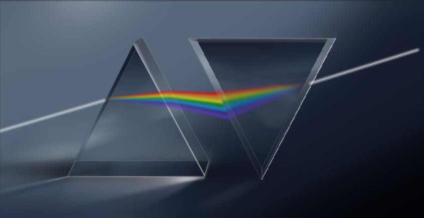 LIGHT DISPERSES THROUGH A PRISM BUT NOT THROUGH A GLASS SLAB The different coloured light with different frequency bend differently as long as the prism surfaces on which light is incident and