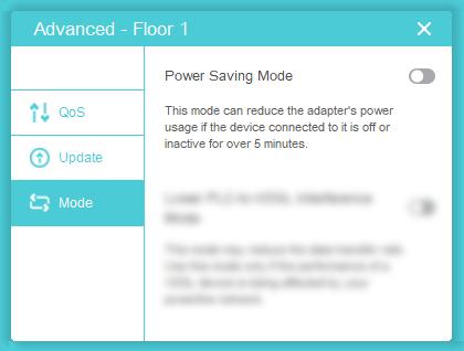 Chapter 3 Manage an Individual Powerline Device 2. Go to the Mode page and disable the Power Saving Mode.