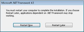 Click Next to launch the installation wizard for MS.NET 4.5. If the installer detects Microsoft.NET framework 4.