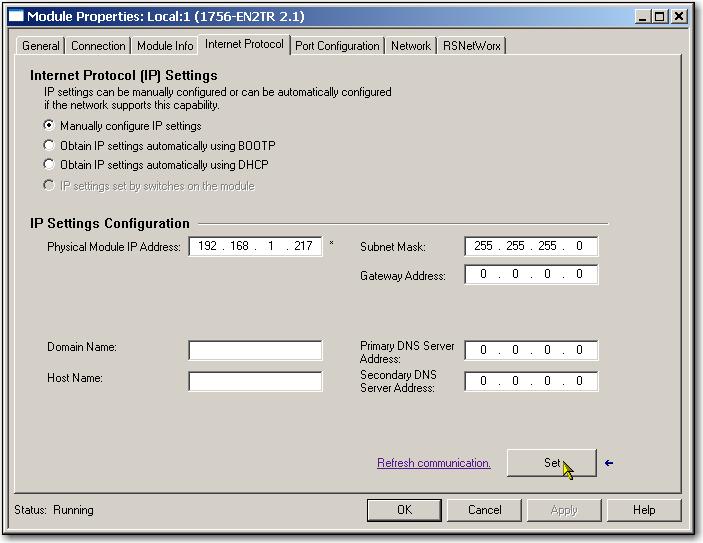 Chapter 3 Configure an EtherNet/IP Communication Module to Operate on the Network Set the Network IP Address with the Studio 5000 Environment To use the Studio 5000 environment to set the