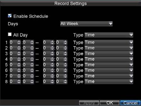 Figure 11. Edit Schedule Settings 6) Click the OK button. This will take you back to the Schedule tab.