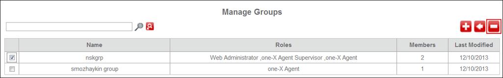 1. On the Avaya Control Manager one-x Central Management navigation menu, click User Groups. The system displays the Manage Groups page. 2.