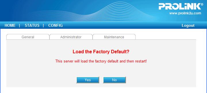 8. Restore Factory Defaults You may restore the Server s default parameters by one of the following methods. 8.1.