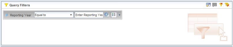 The Filter window below shows that this query will have a filter for Reporting Year.