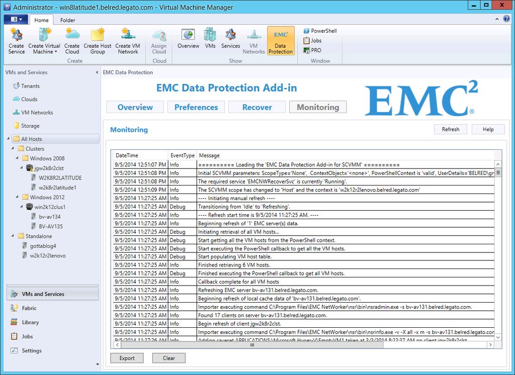 EMC Data Protection Add-in for SCVMM Recovering a deleted virtual machine NetWorker administrator to perform a backup of the Hyper-V host where the virtual machine currently resides.