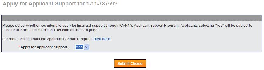 B) Evaluation Fee Payment Applicant Support Option On this screen, you will be required to choose whether to apply for Applicant Support in order to determine the amount of your application fee.