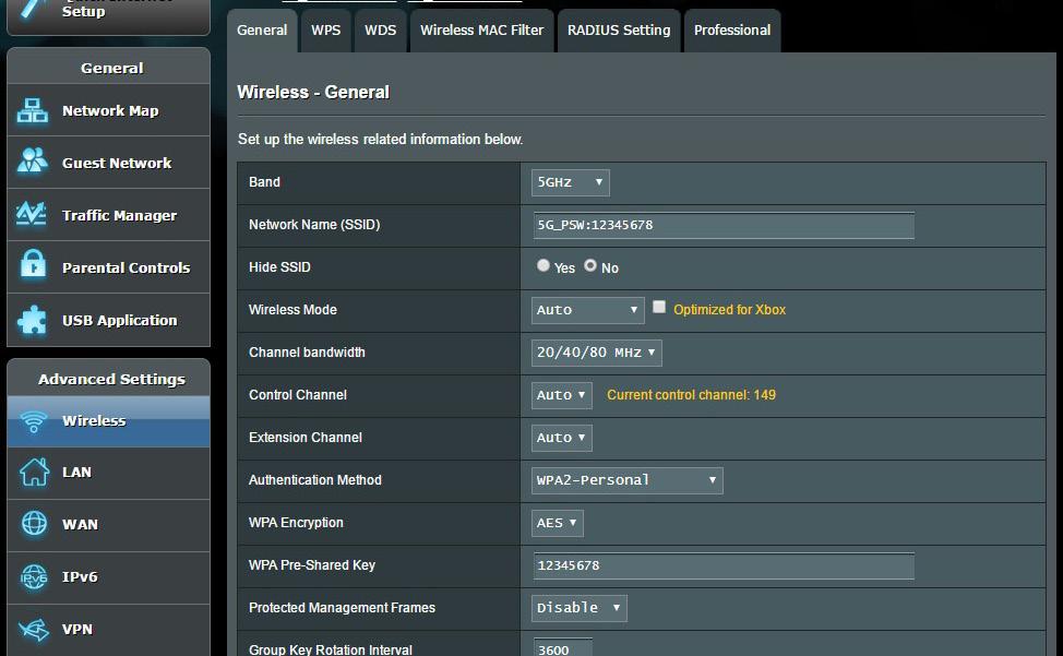 4 Configuring the Advanced Settings 4.1 Wireless 4.1.1 General The General tab allows you to configure the basic wireless settings. To configure the basic wireless settings: 1.