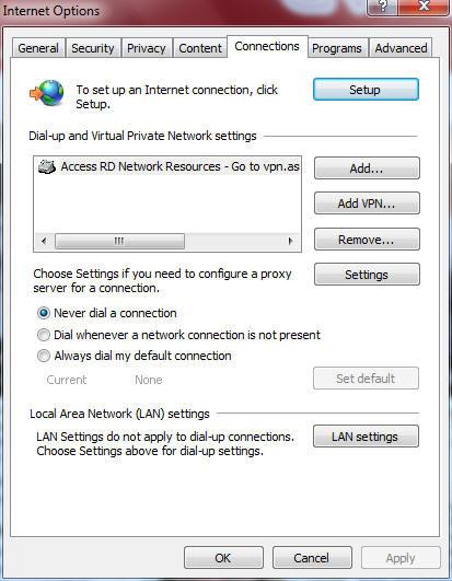 C. Disable the dial-up connection, if enabled. Windows 7/8 1. Click Start > Internet Explorer to launch the browser. 2.