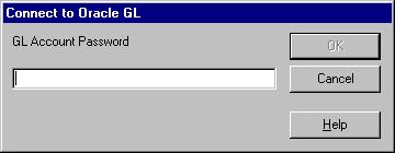 Loading Financial Data After you have specified all of the settings, choose OK. The Connect to Oracle GL dialog box appears.