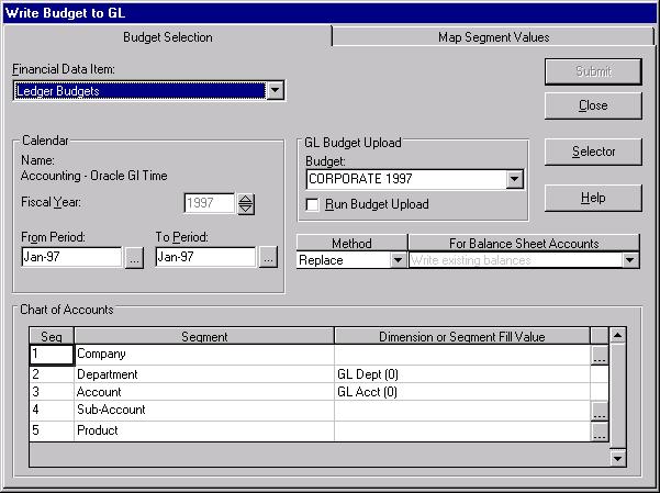Specifying Budget Data to Write Back to General Ledger Procedure: Specifying budget data to write back to General Ledger Use the following procedure to specify the budget data to write back to