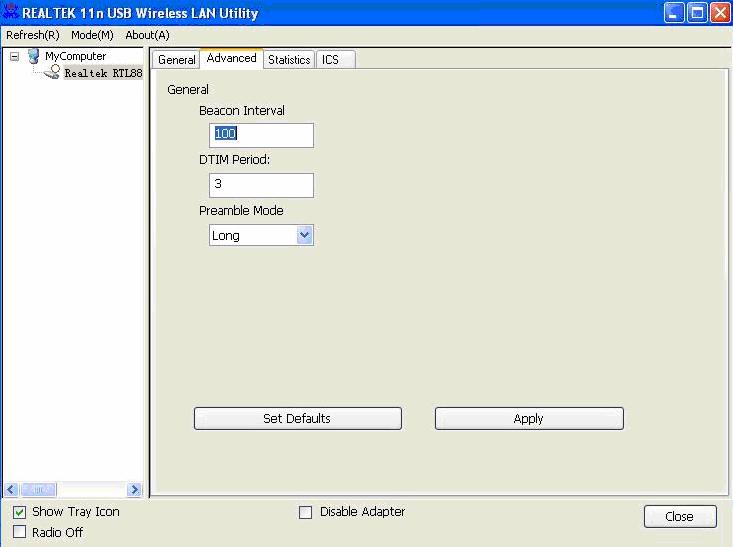 If you want to setup advanced settings of software access point, select Advanced menu. If you don t know the meaning and affects of these settings, keep them untouched.