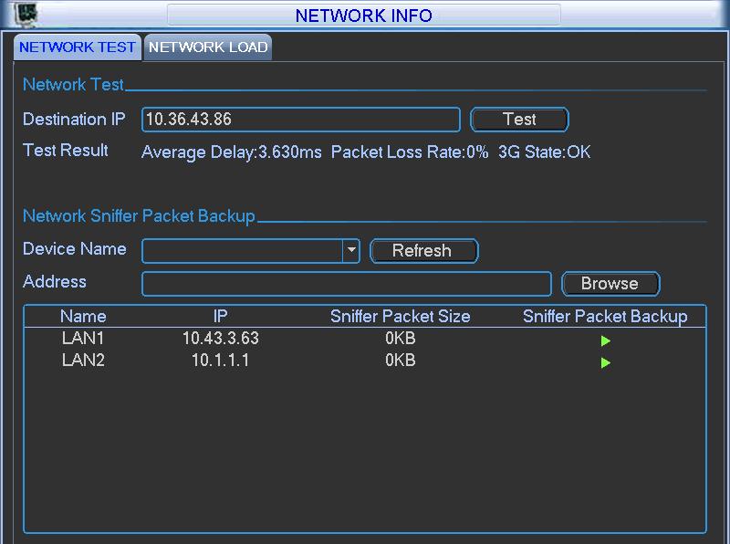Figure 5-73 5.6.6.2 Network Load Network load is shown as in Figure 5-74. Here you can view the follow statistics of the device network adapter.