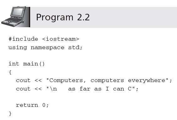 The cout Object (continued) C++ for