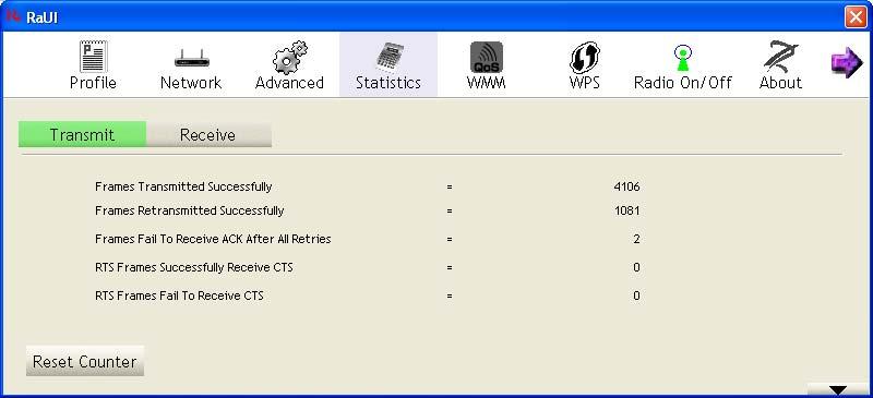 View Network Statistics The configuration utility provides information about network statistics and link status.