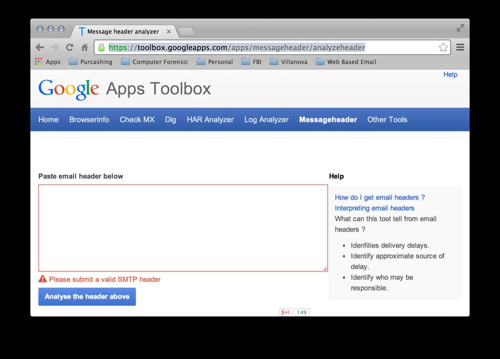EMAIL HEADER ANALYSIS https://toolbox.googleapps.
