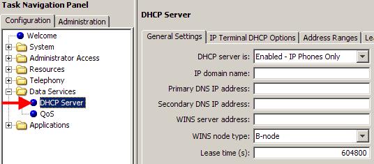 Configuration Note: Before configuring the BCM DHCP settings, ensure the LAN settings are configured as required, e.g. manual IP Address or obtain automatically.
