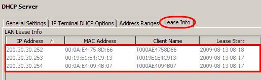 Viewing Current DHCP Clients Use the following procedure to view DHCP clients who currently have an IP Address issued by the BCM. 1.
