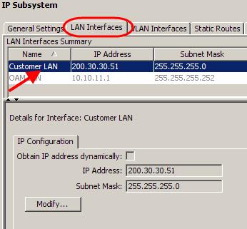 2. Click on the LAN Interfaces tab, and select Customer LAN. 3.