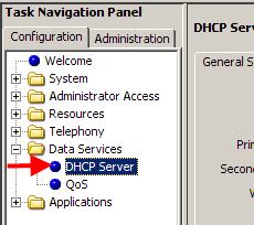4. Now open the Data Services folder and select DHCP Server. 5.