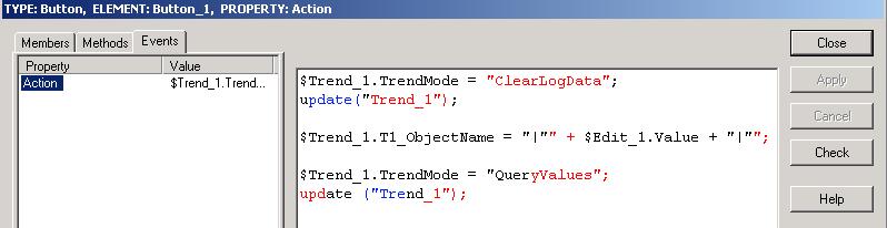 Section 3 A Quick Tutorial Building a Trend Display Figure 32. Button _1 DataQuery Lines 1 & 2 clear any trend data that may currently be on the display.