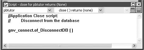 Lesson 4 Connecting to the Database 1 Double-click the pbtutor application icon in the System Tree. The Application painter displays different views of the tutorial application object.