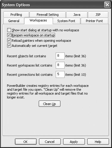 Lesson 1 Starting PowerBuilder 6 Select Floating in the Toolbars dialog box. The toolbar floats within the MDI frame. You might need to move the Toolbars dialog box to see the floating toolbar.