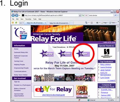 First, login to your Relay account by going to your Relay For Life website and