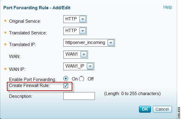 ACL Generated by Using Port Forwarding In this example, a new port forwarding rule