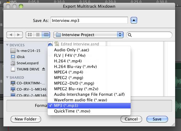 Exporting When you are finished with your project, you will need to export a finished product. For the purposes of JAMS coursework, this will be an.mp3 file.