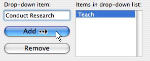 In the box labeled Drop-down item, type the second item you wish to display in your menu.