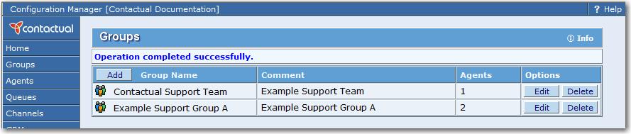 Creating Groups of Agents with the Groups Tabs Use the Groups tab to create "containers" for agents who you want to manage on the basis of function, skill set, or some other categorization.