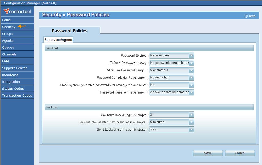 Allow defining answers to security questions to reset a forgotten password. You can prevent agents from answering the security question with password.