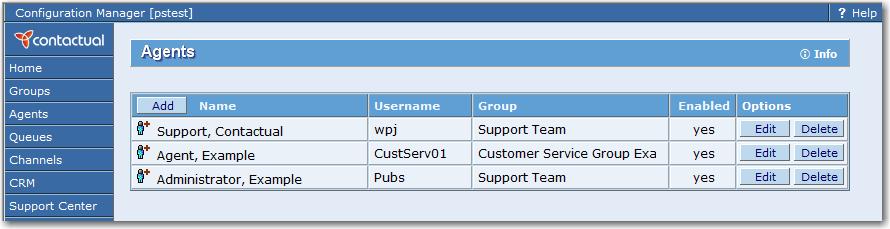 Configuring Agent Identities and Assignments with the Agents Page Use the Agents summary page to add, edit, or delete Agent profiles. To access the Agents pages: 1.