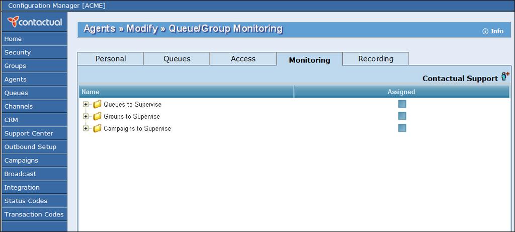 The monitoring assignment page for the agent is displayed.
