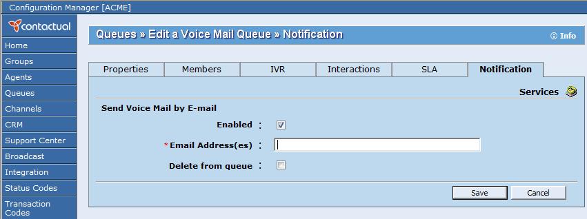 wave file attachment directly to an email address. With this setup agent do not have to retrieve the voicemail from queue.