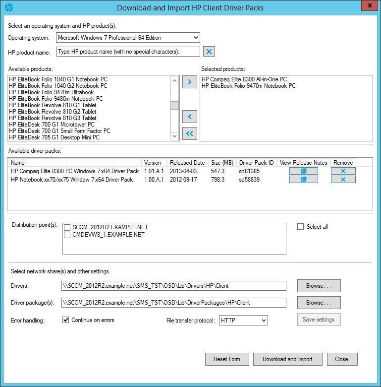 Figure 50 HP Client Driver Packs Download and Import During the download and import process, a dialog box displays the current operation and progress.