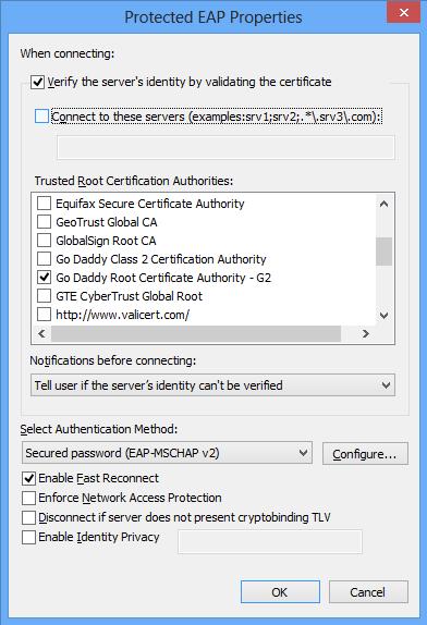Make sure the authentication method is EAP-MSCHAP v2, and click Configure. 10.