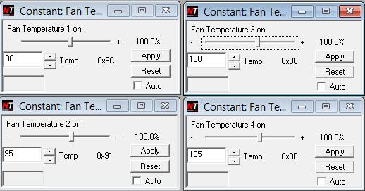 Temperature Bands The first four temperature bands select the minimum temperature to enter the band in the table.