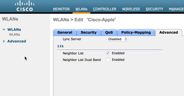 Note: Refer to Apple iphone roaming behavior and optimization guide for more details: http://www.cisco.com/c/en/us/td/docs/wireless/controller/technotes/8-0/iphone_roam/b_iphone-roaming.html.