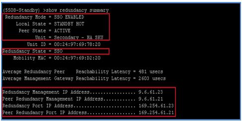 Note: Once SSO is enabled, the Standby WLC can be accessed via console connection, SSH/Telnet on service port, and SSH on the redundant management