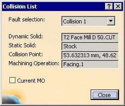 5. Select any collision in the Fault selection list.