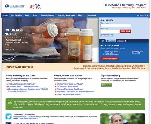 Change your contact information using the Express Scripts TRICARE Pharmacy website 1. Login to the secure website at express-scripts.com/tricare 2. Navigate to the My Account tab (at the top) 3.