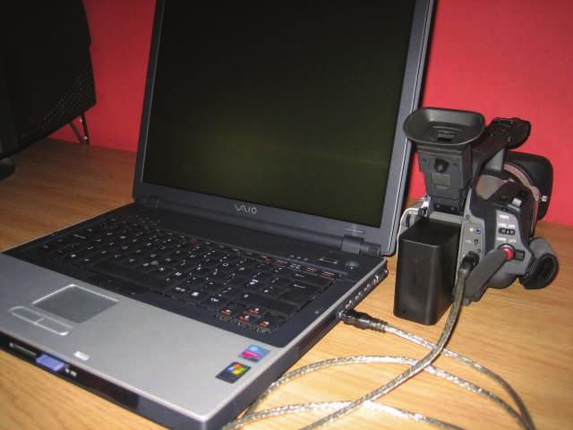 1. Connect the DV out socket on your video camera to your computer