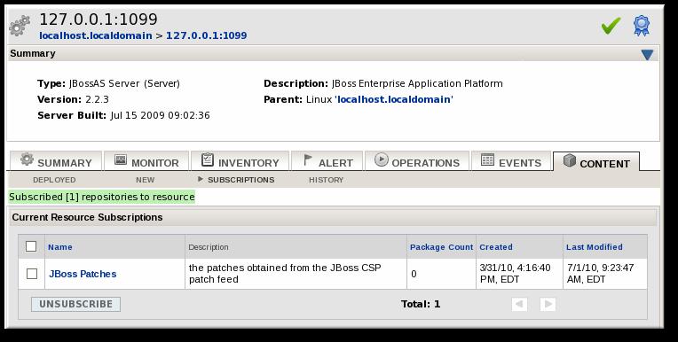 The JBoss patches repository is listed as available for subscription. 4.
