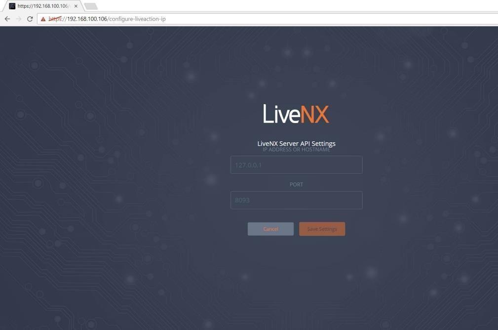 Password: admin NOTE: Logging into the Java Client will force the administrative password to change. This is necessary in order to gain access to the WebUI Logging into LiveNX WebUI 1.