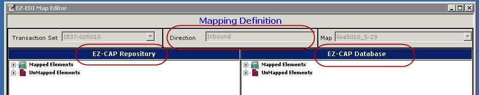 Map Editor Data Elements : Source Data Elements listed on