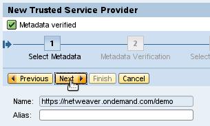wizard, click Browse and select the SAML2 metadata