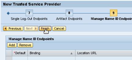 and click Next As there are no Artifact Endpoints defined in the SAML 2.