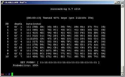 12 van 18 23-9-2007 23:01 Figure 9: airodump with ARP replay running You need to leave this running until the number in the #Data column reaches at least 300,000 IVs for a WEP 64 key or around