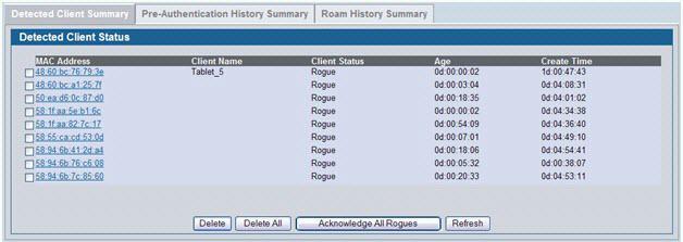 8. View information about all detected clients on the WLAN > Monitoring > Client > Detected Clients page.